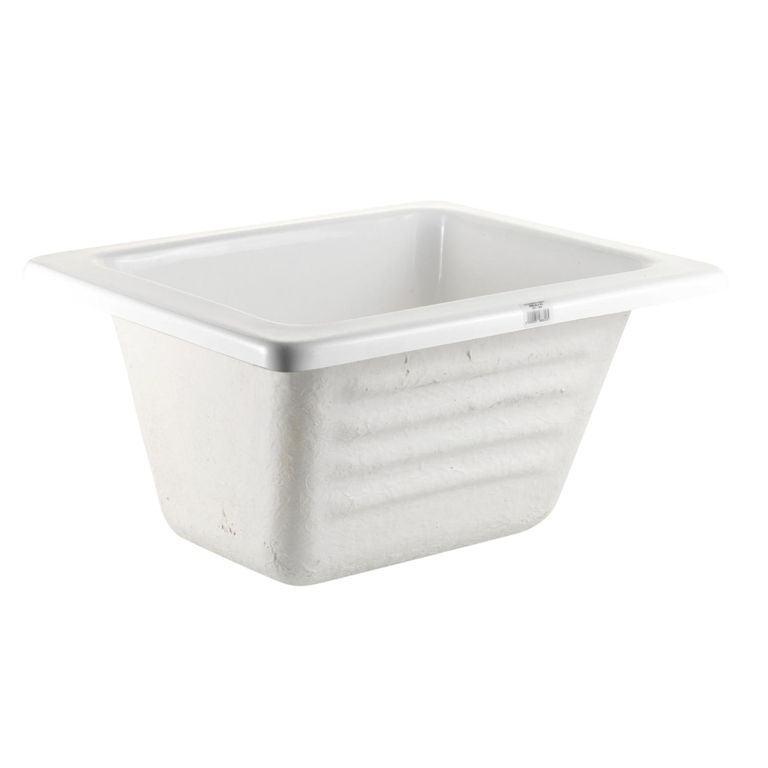 Lavadero Fibra de Vidrio Forma Rectangular Cerámica 50x28x43 cm Blanco