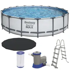 BESTWAY - Piscina Estructural 549x122 cm+Bomba 1500 gl+Cartucho+Cobertor+Escalera