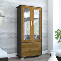 TUHOME - Vitrina classic color caramelo+wengue 165x80x35 cm