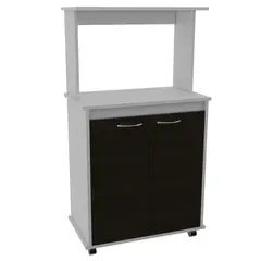 TUHOME - Mueble para microondas 63x36x114 cm blanco/wengue