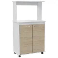 TUHOME - Mueble para microondas 63x36x114 cm blanco/oak