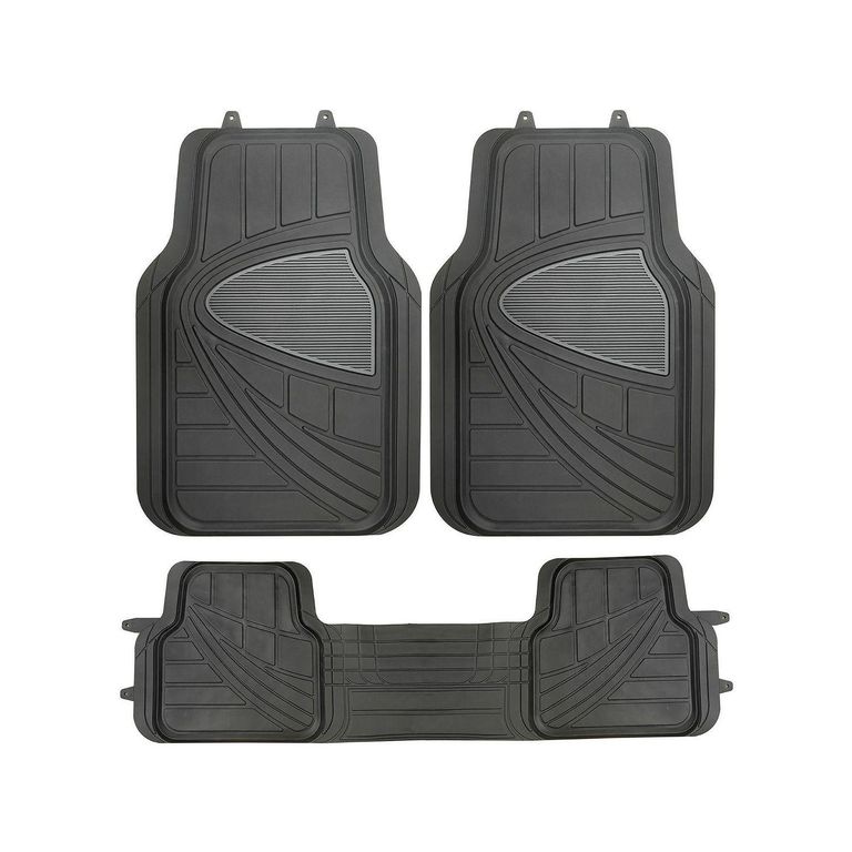 Set de Cubrepisos Antideslizante Universal Negro/gris 3 Piezas