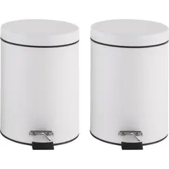 JUST HOME COLLECTION - Set de 2 Basureros Metal 5 litros Blanco