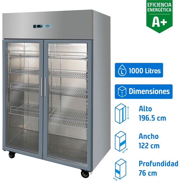 Congelador Industrial 2 Puertas Vertical 1000 Litros Inox AF10G