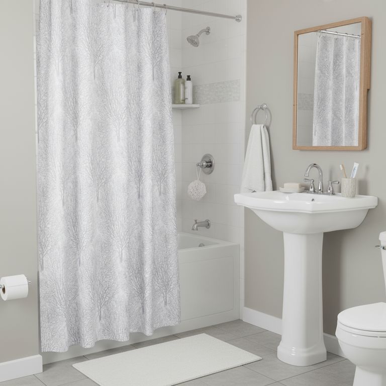 Cortina de baño rama plata 178x180 cm