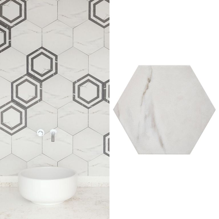 Cerámica 20x23 cm Hexagon calacatta Blanco 1.01 m2