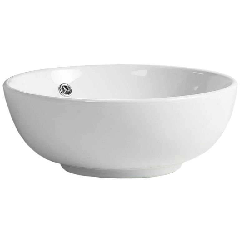 Lavamanos Sobrepuesto Forma Redonda Loza 43x17x43 cm Blanco