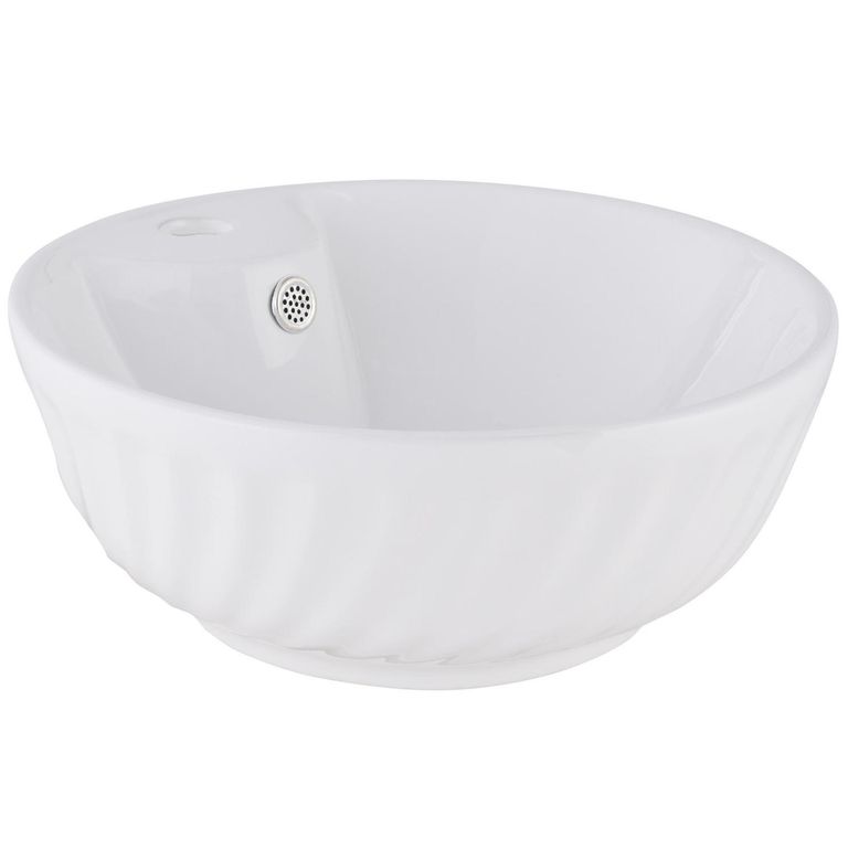 Lavamanos Sobrepuesto Forma Redonda Loza 40x16x40 cm Blanco