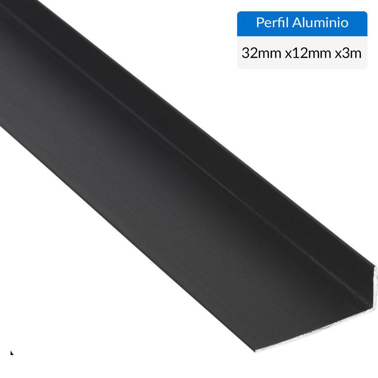 Ángulo Negro Aluminio 32x12x1 mm 3 m