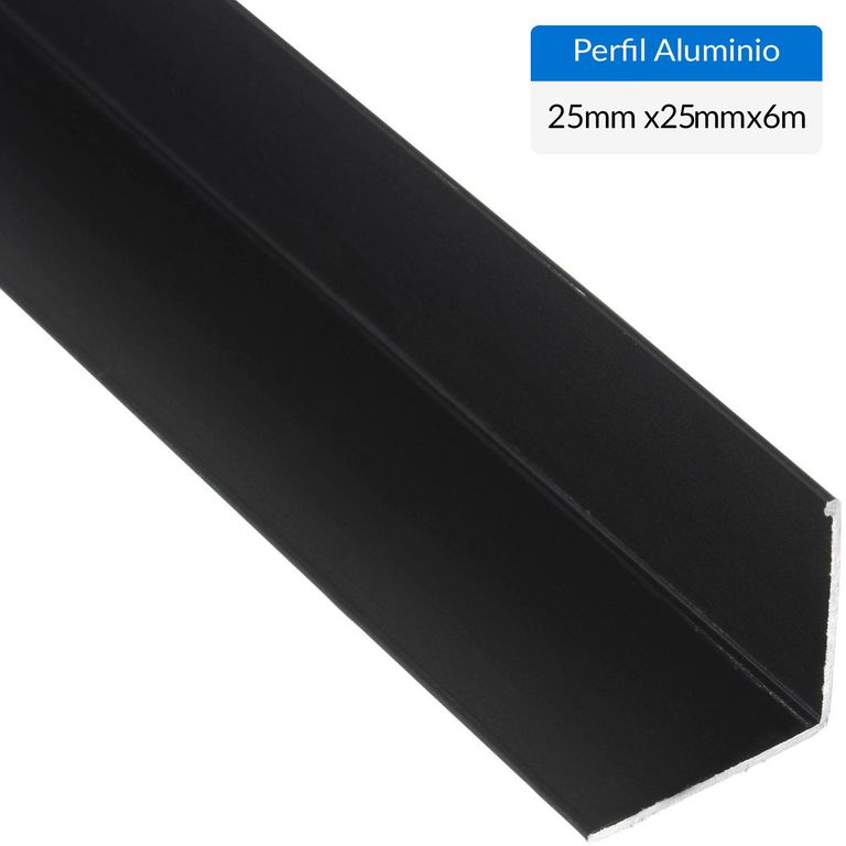 Ángulo Negro Aluminio 25x25x1 mm 6 m