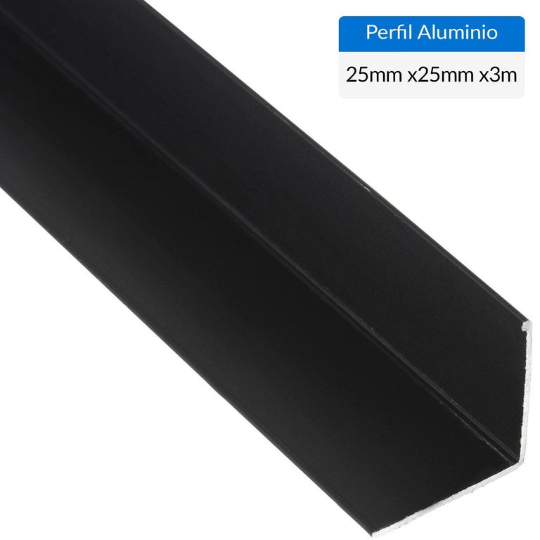 Ángulo Negro Aluminio 25x25x1 mm 3 m