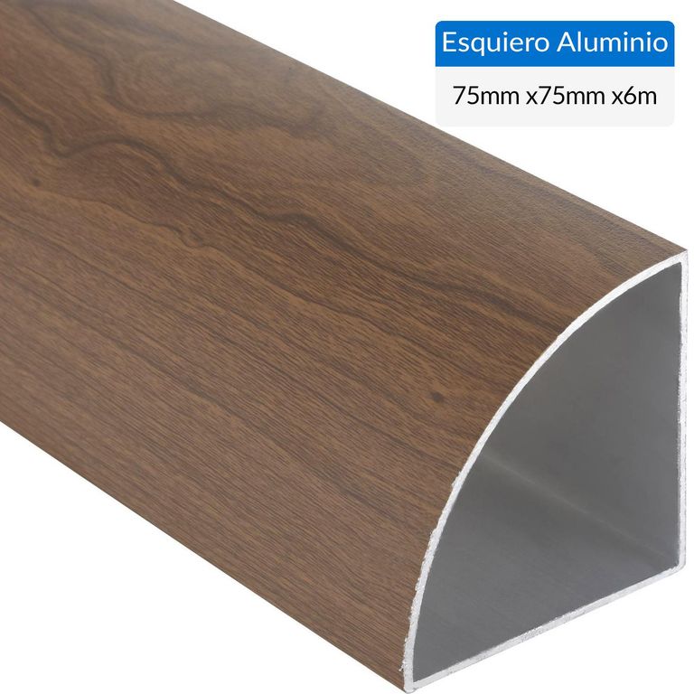 Esquinero Café Aluminio 75x75x1,2 mm 6 m