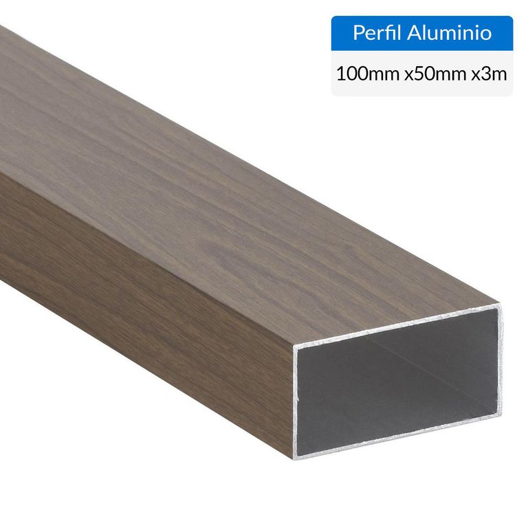 Perfil Tubular Café Aluminio 100x50x1,5 mm 3 m