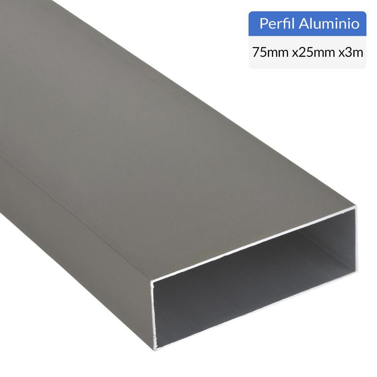 Perfil Tubular Titanio Aluminio 75x25x1 mm 3 m