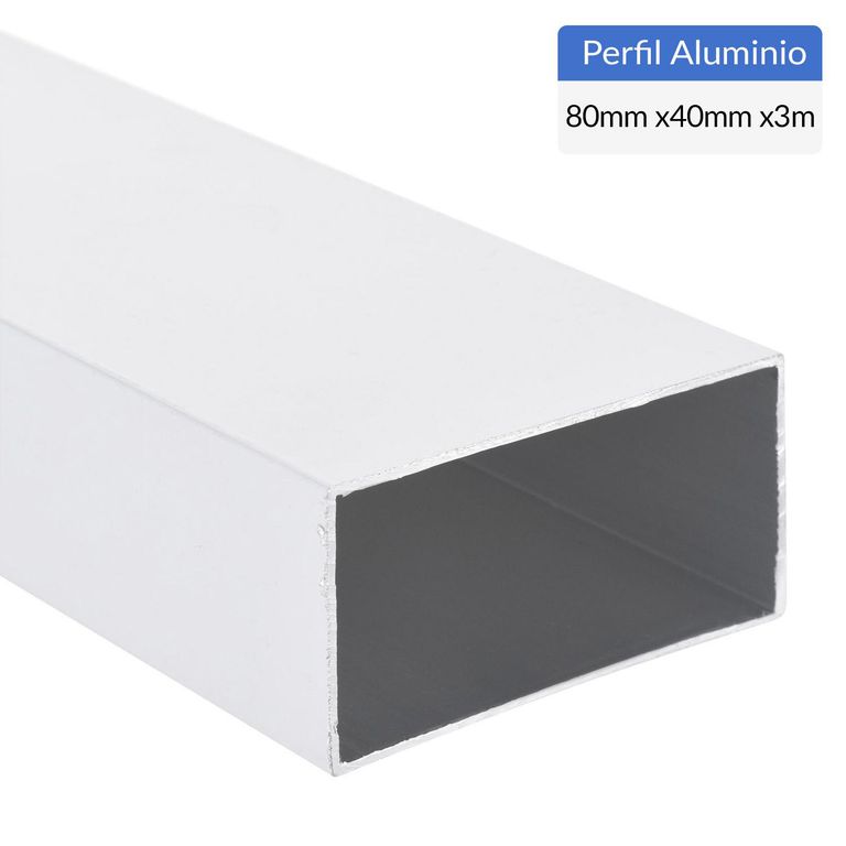 Perfil Tubular Blanco Aluminio 40x80x1,2 mm 3 m