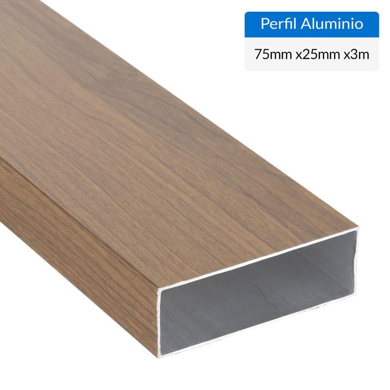 Perfil Tubular Café Aluminio 75x25x1 mm 3 m