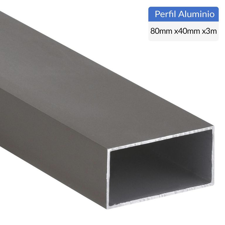 Perfil Tubular Titanio Aluminio 40x80x1 mm 3 m