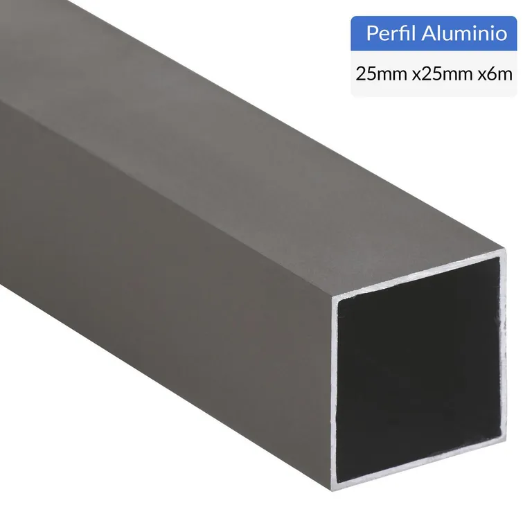 Perfil Tubular Titanio Aluminio 25x25x1 mm 6 m
