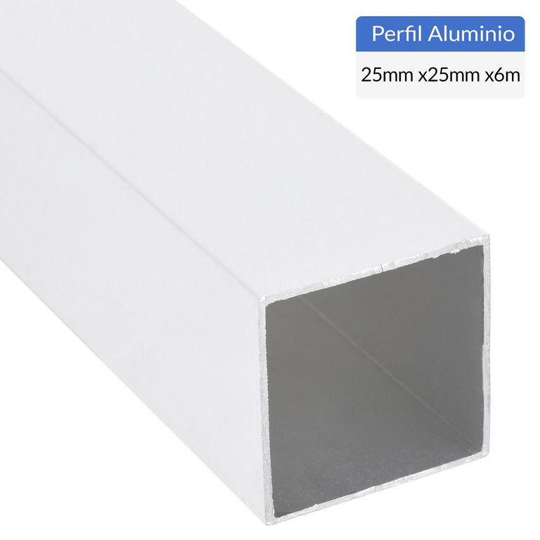 Perfil Tubular Blanco Aluminio 25x25x1 mm 6 m