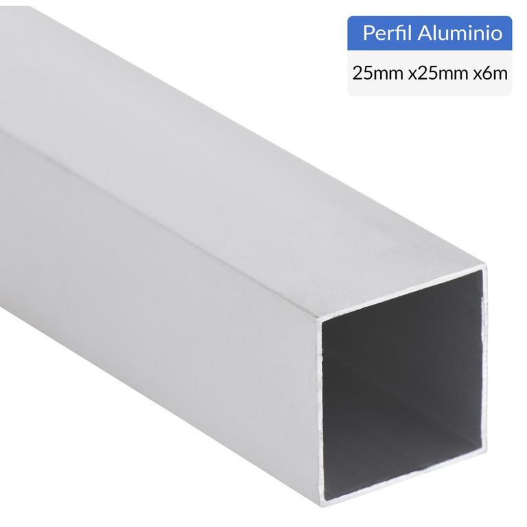 Perfil Tubular Gris Aluminio 25x25x1 mm 6 m