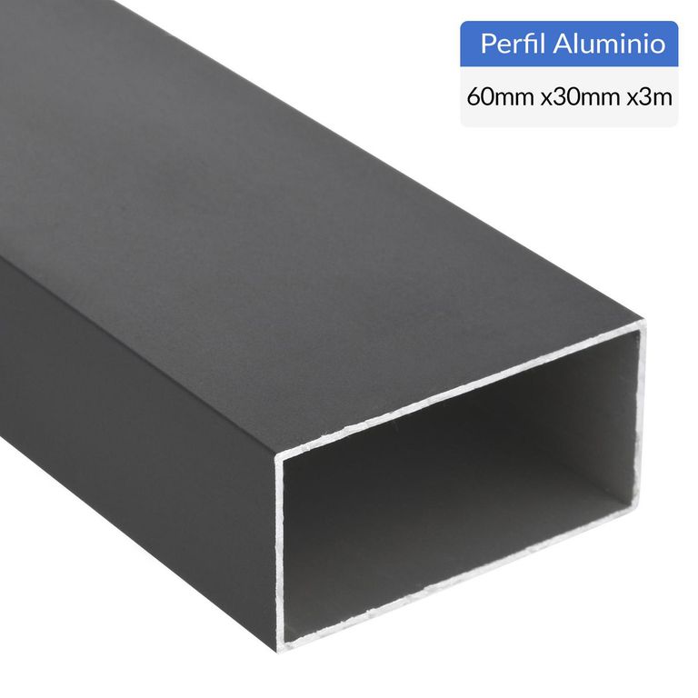 Perfil Tubular Negro Aluminio 60x30x1,2 mm 3 m