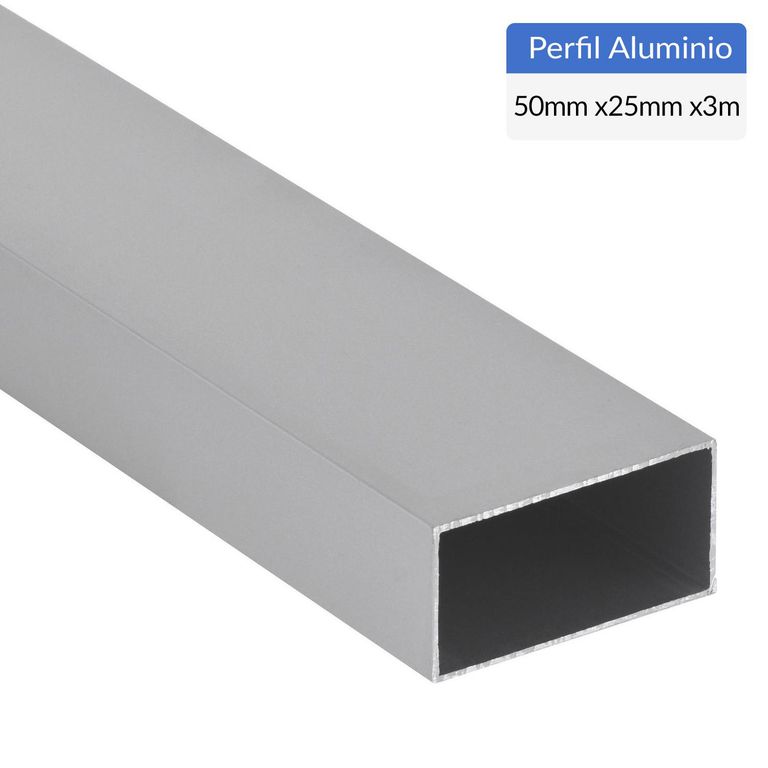 Perfil Tubular Gris Aluminio 50x25x1,2 mm 3 m