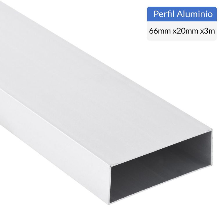 Perfil Tubular Gris Aluminio 66x20x1 mm 3 m