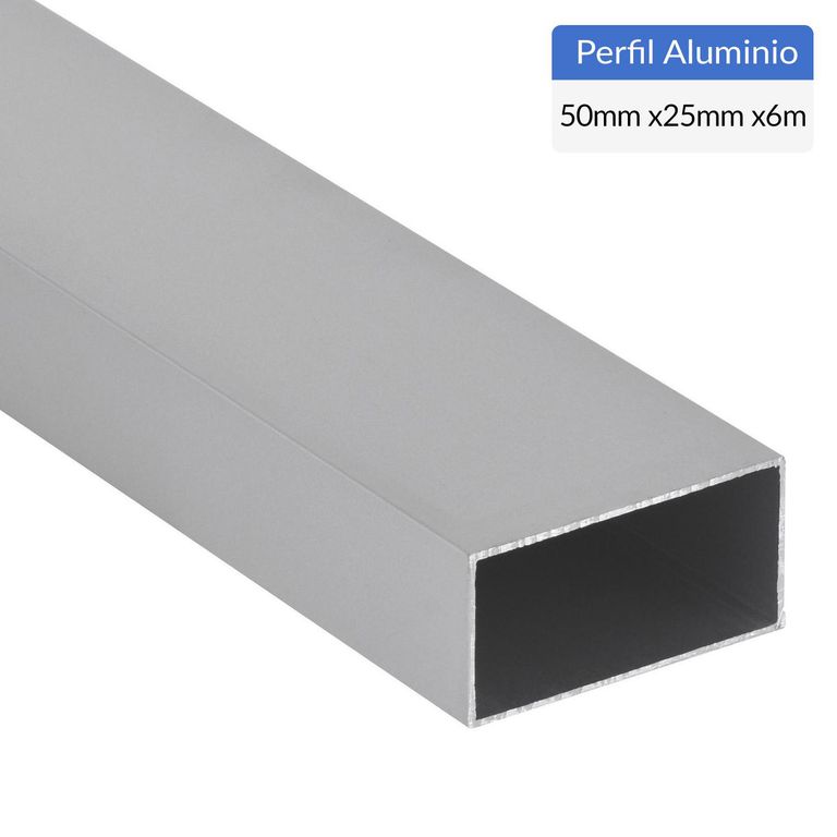 Perfil Tubular Gris Aluminio 50x25x1,2 mm 6 m
