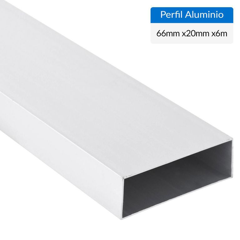 Perfil Tubular Gris Aluminio 66x20x1 mm 6 m