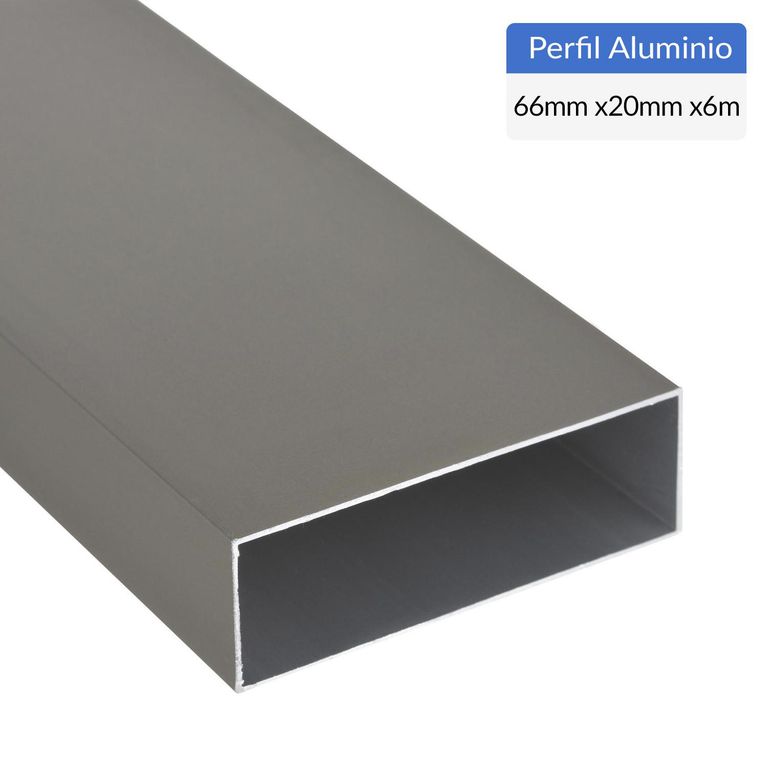 Perfil Tubular Titanio Aluminio 66x20x1 mm 6 m
