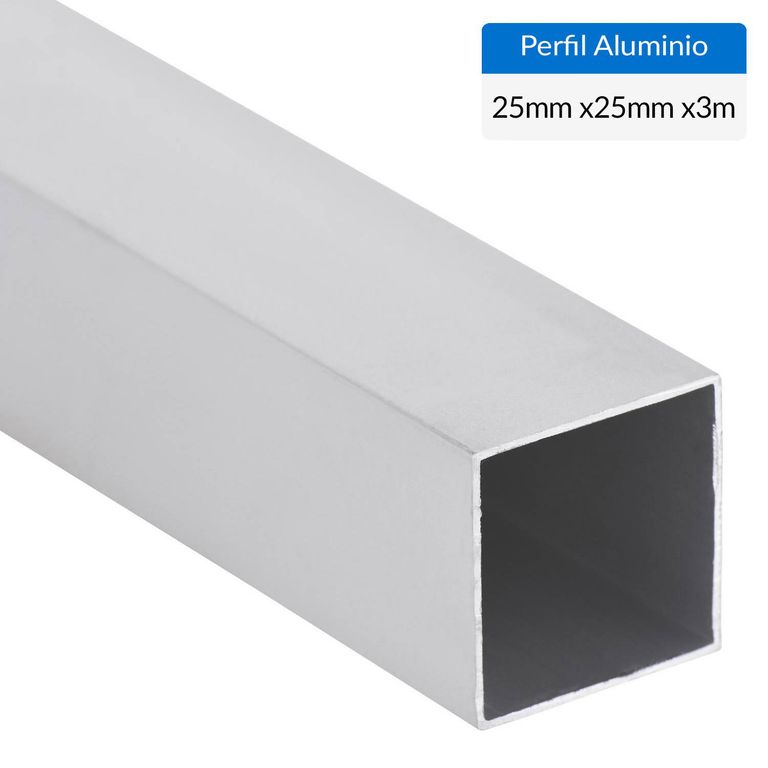 Perfil Tubular Gris Aluminio 25x25x1 mm 3 m