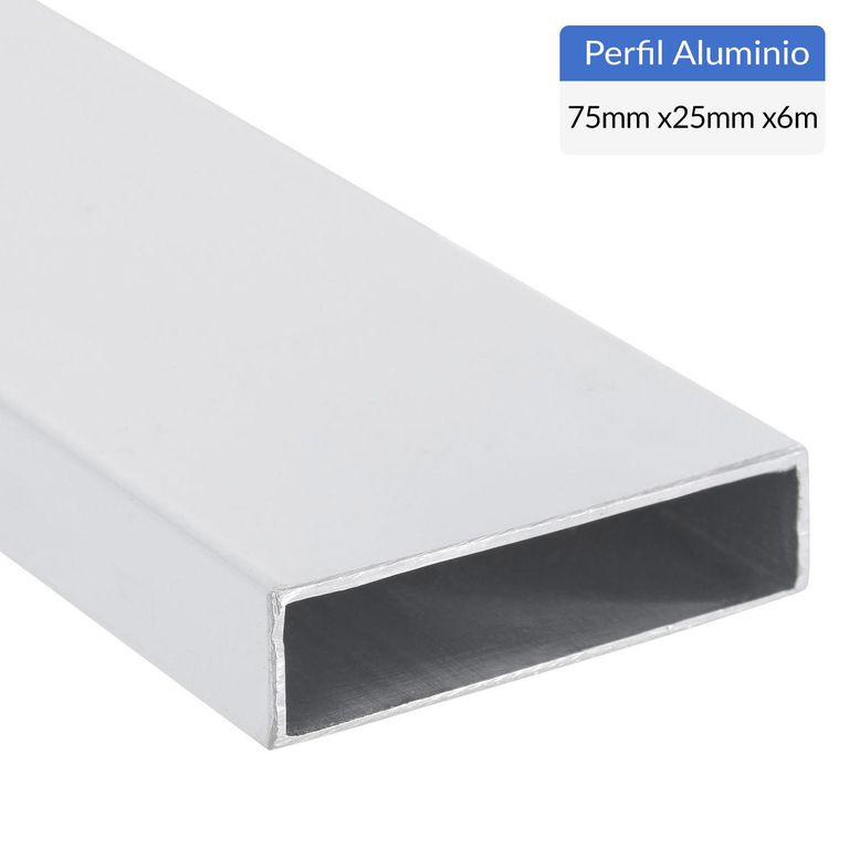 Perfil Tubular Blanco Aluminio 75x25x1 mm 6 m