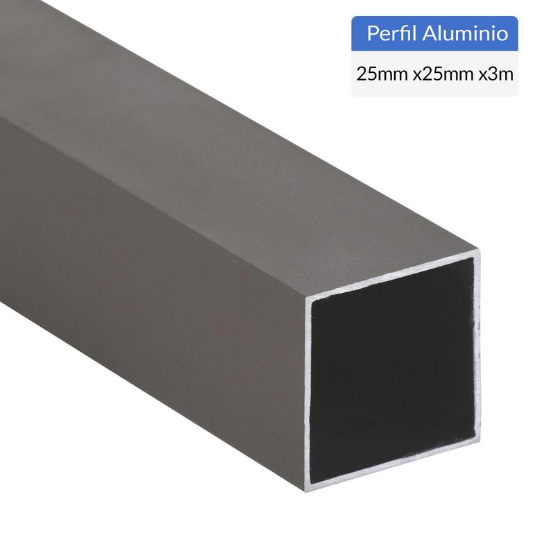 Perfil Tubular Titanio Aluminio 25x25x1 mm 3 m