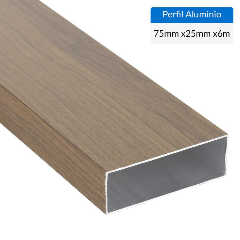 Perfil Tubular Café Aluminio 75x25x1 mm 6 m