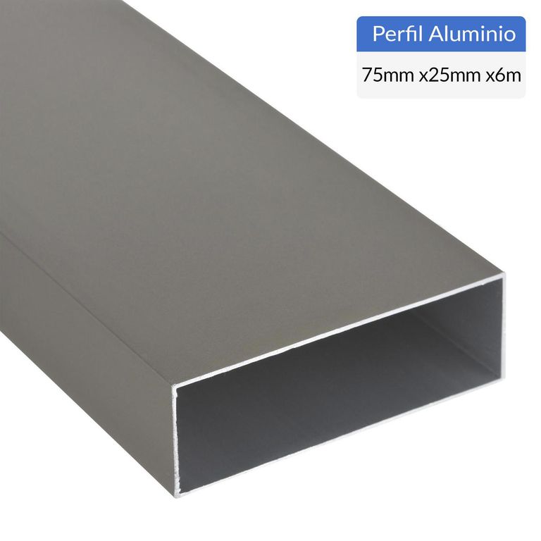 Perfil Tubular Titanio Aluminio 75x25x1 mm 6 m