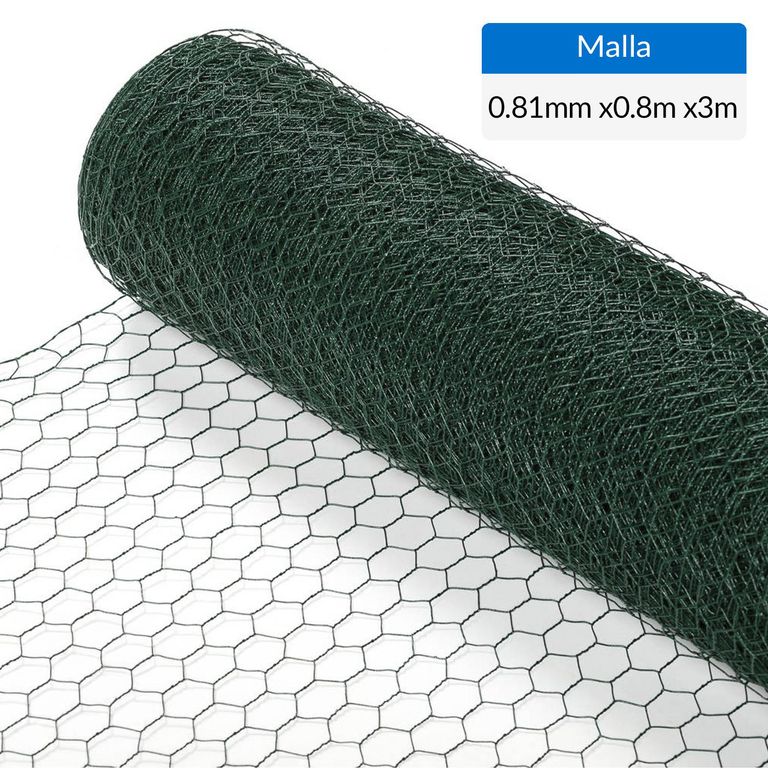 0.8x3 m Malla 1" hexagonal revestida en Plástico