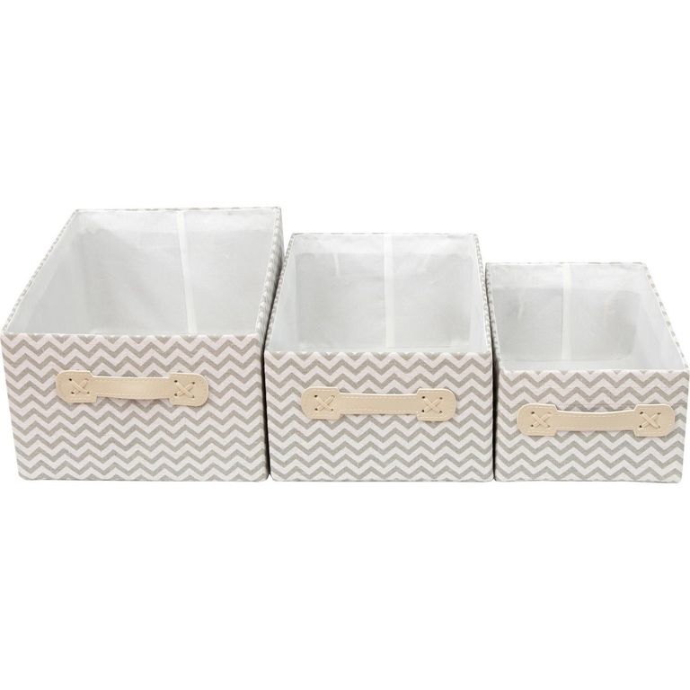 Set 3 Cajas 36.1x16.3x24.8 cm Blanco/Gris