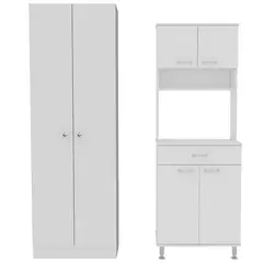 TUHOME - Set Mueble Microondas + Despensa kitchen 8 Blanco