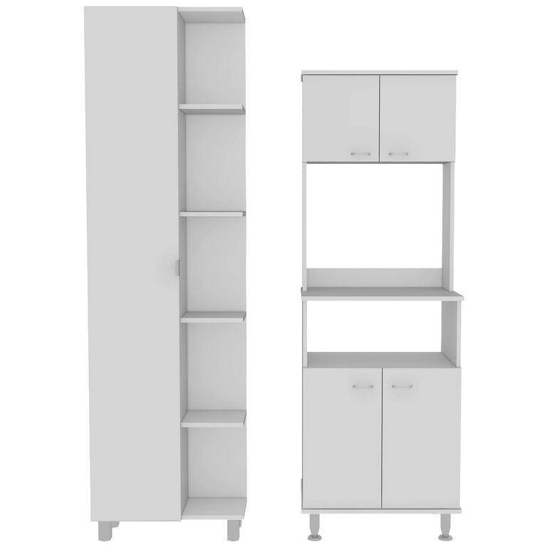 Set Mueble Microondas + Despensa kitchen 4 Blanco