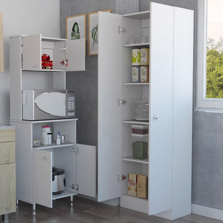 Set Mueble Microondas + Despensa kitchen 5 Blanco
