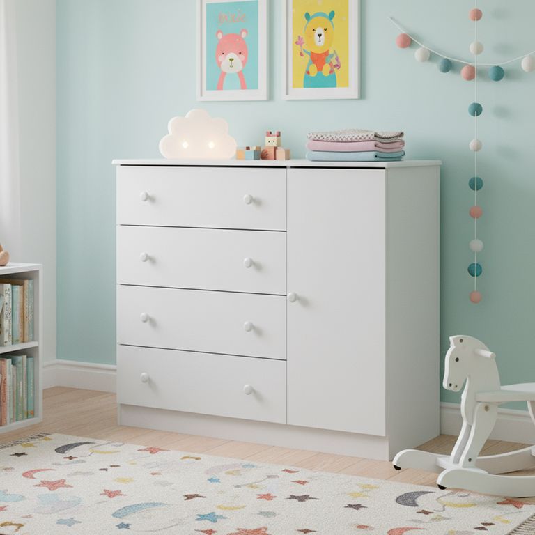 KIDSCOOL Cómoda 4 Cajón(es) PIXIE 107x92x42 cm Blanco