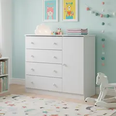 KIDSCOOL - Cómoda 4 Cajón(es) PIXIE 107x92x42 cm Blanco