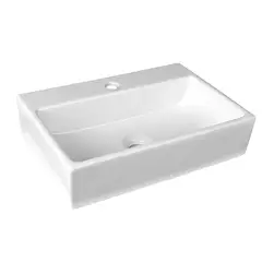 KLIPEN - Lavamanos Mural Forma Rectangular Cerámica 51x12x36 cm Blanco
