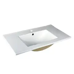 KLIPEN - Lavamanos para Vanitorio Forma Rectangular Cerámica 81x18x47 cm Blanco