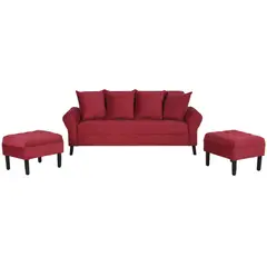 BODEVIR - Sofá 3 cuerpos + 2 pouf