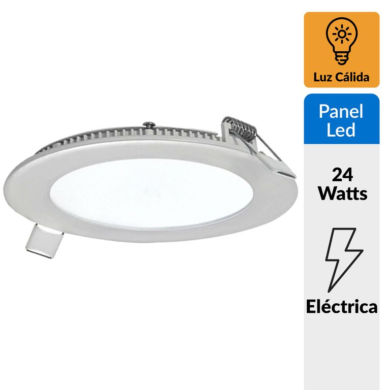 Panel Led embutido redondo 24 W cálido