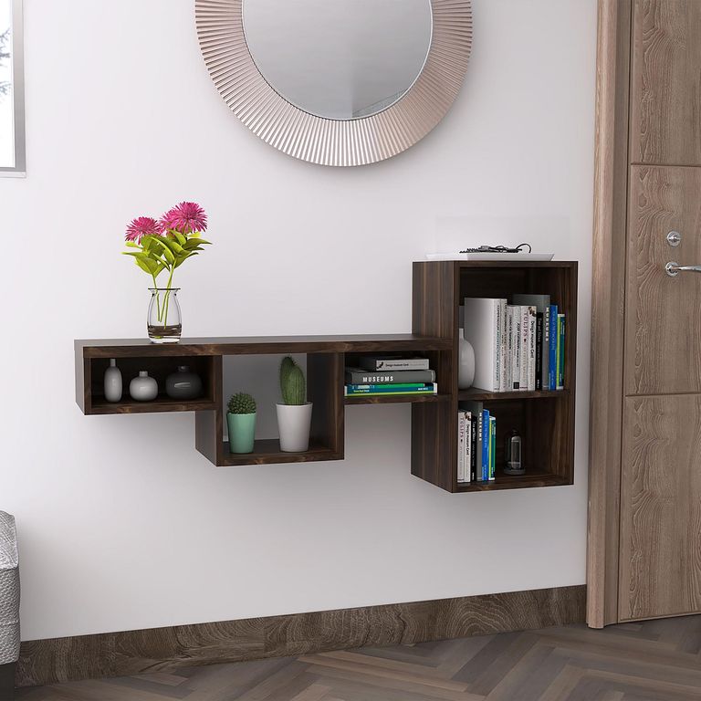 Repisa Wall Melamina 4 Nivel(es) 120x55.9x25.2 cm Café