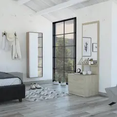 TUHOME - Zapatero + velador Rovere/blanco 171x54x48 cm