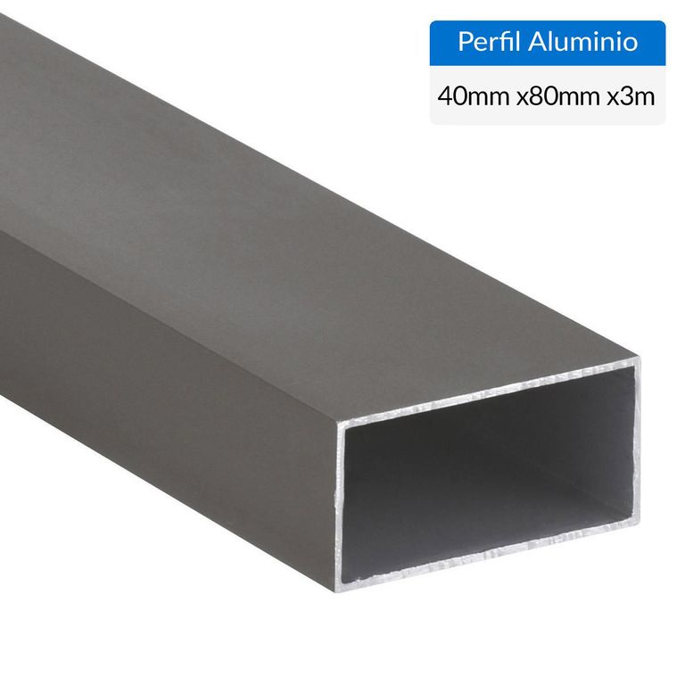 Perfil Tubular Titanio 6 unidades Aluminio 40x80x1 mm 3 m