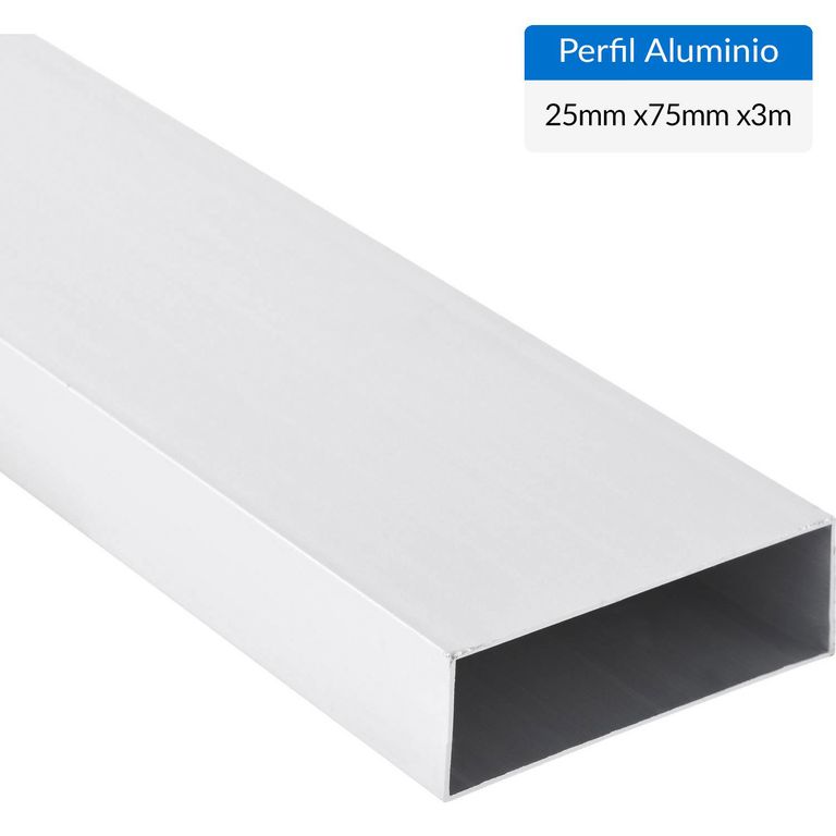Perfil Tubular Gris 6 unidades Aluminio 75x25x1 mm 3 m